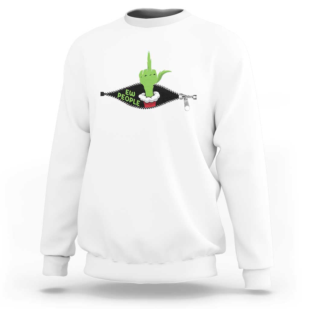 Funny Elf Hand Christmas Sweatshirt Ew People Anti Socaial Xmas - Wonder Print Shop