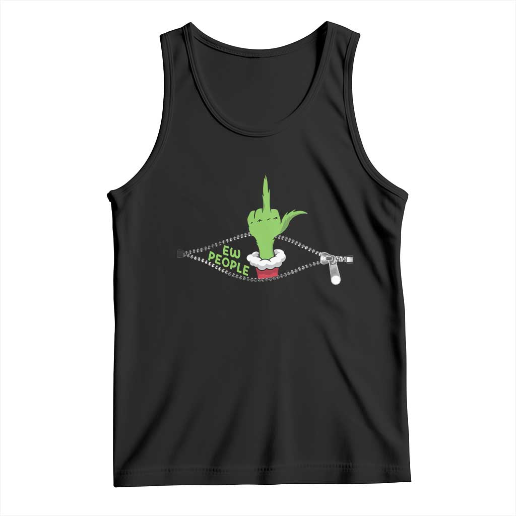 Funny Elf Hand Christmas Tank Top Ew People Anti Socaial Xmas - Wonder Print Shop