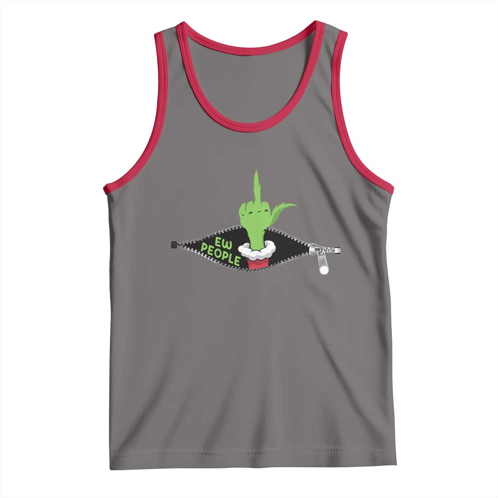 Funny Elf Hand Christmas Tank Top Ew People Anti Socaial Xmas - Wonder Print Shop