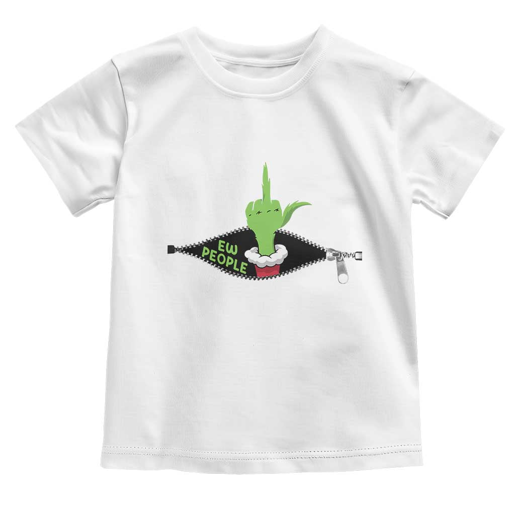 Funny Elf Hand Christmas Toddler T Shirt Ew People Anti Socaial Xmas - Wonder Print Shop