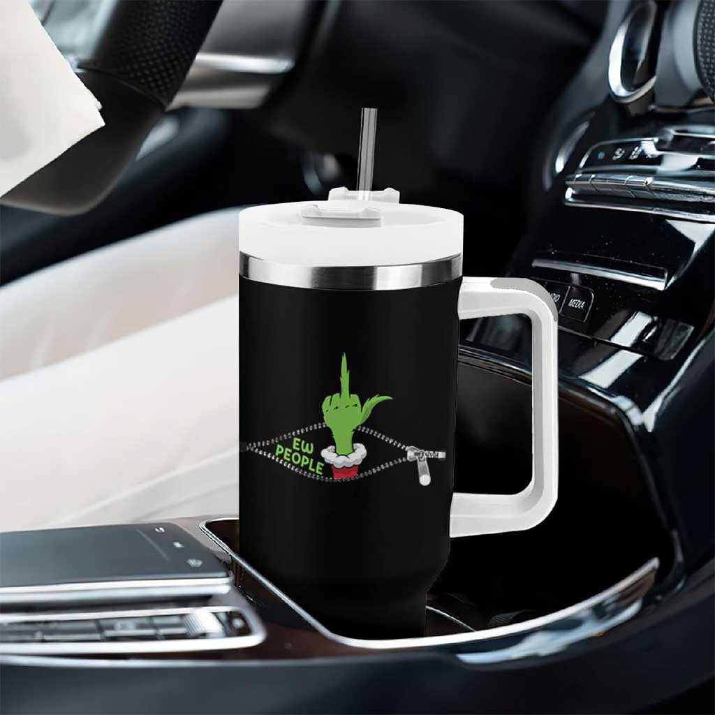 Funny Elf Hand Christmas Tumbler With Handle Ew People Anti Socaial Xmas - Wonder Print Shop