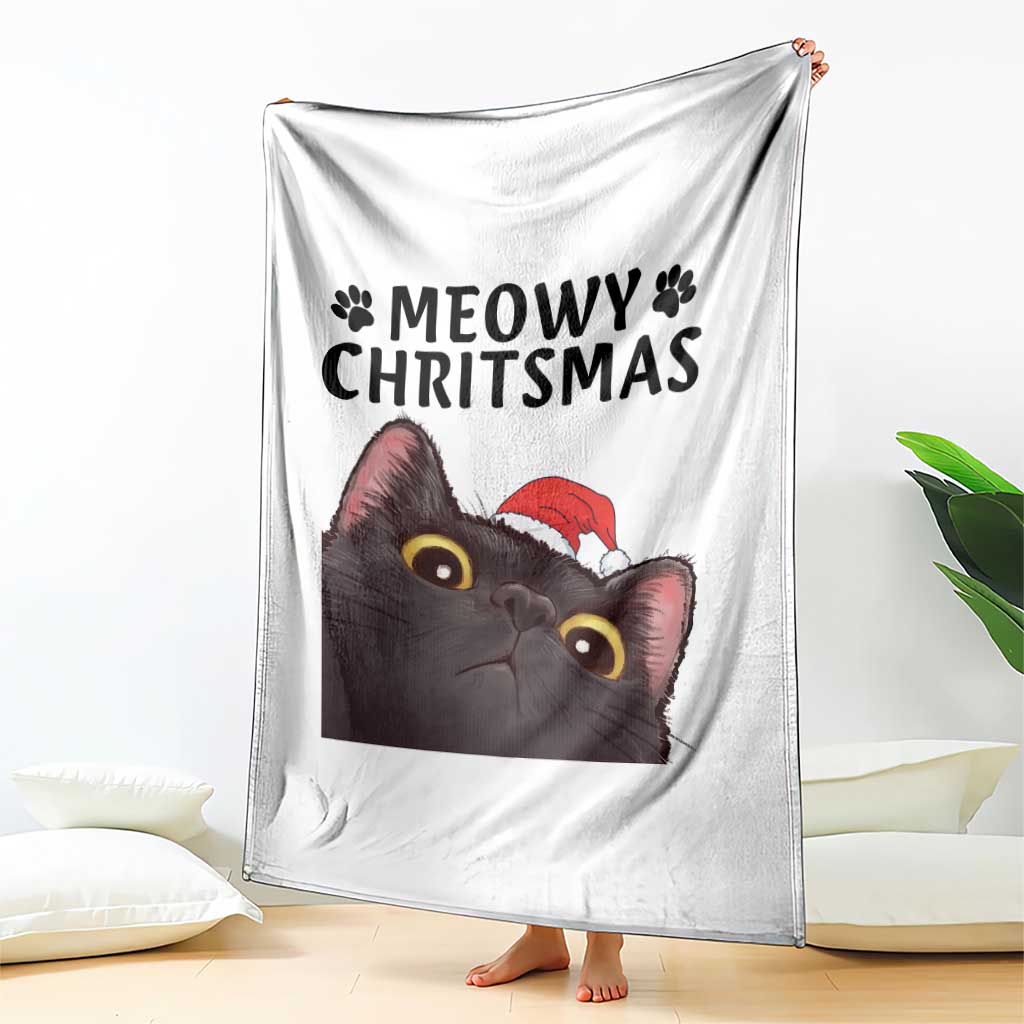 Funny Black Cat Christmas Throw Blanket Cute Kitty Xmas - Wonder Print Shop