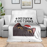 Funny Black Cat Christmas Throw Blanket Cute Kitty Xmas - Wonder Print Shop