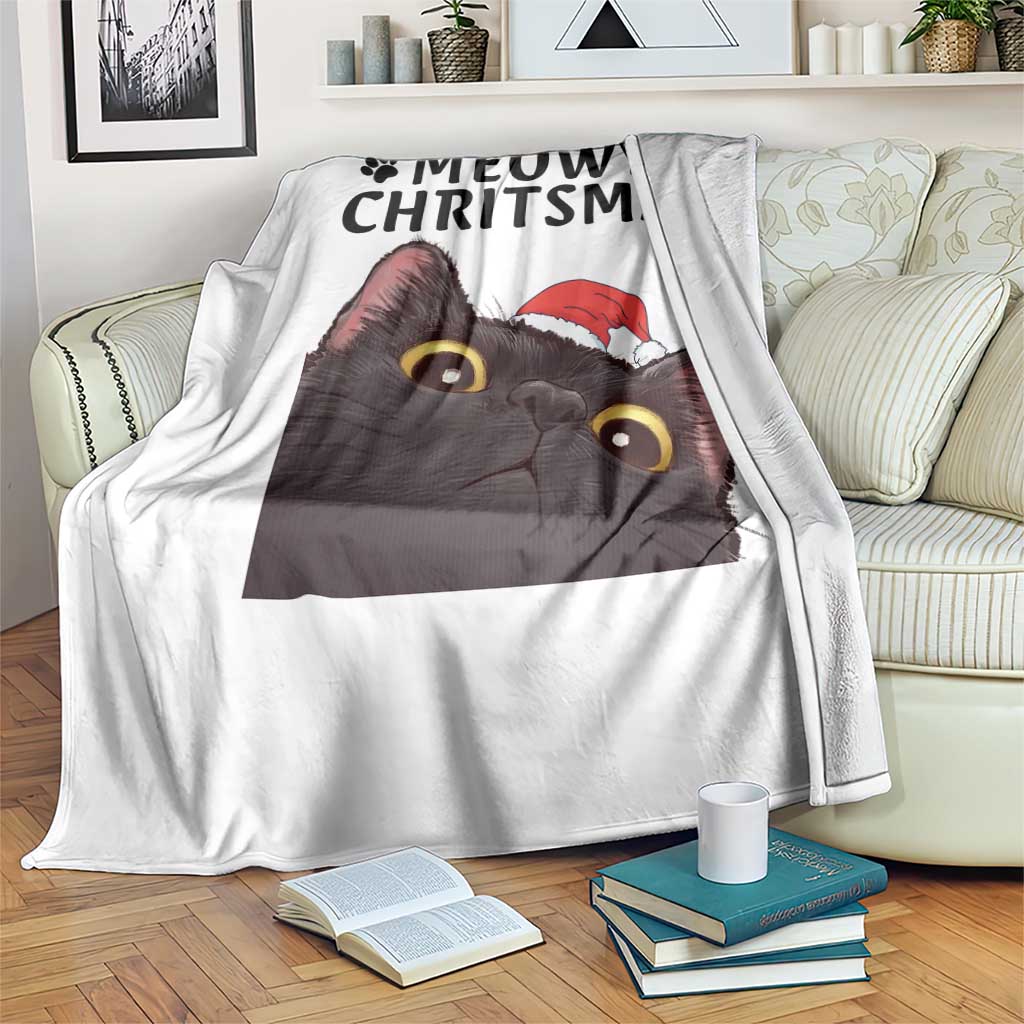 Funny Black Cat Christmas Throw Blanket Cute Kitty Xmas - Wonder Print Shop