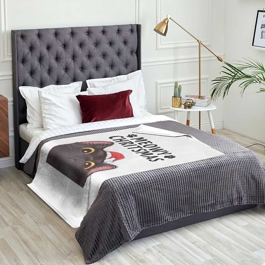 Funny Black Cat Christmas Throw Blanket Cute Kitty Xmas - Wonder Print Shop