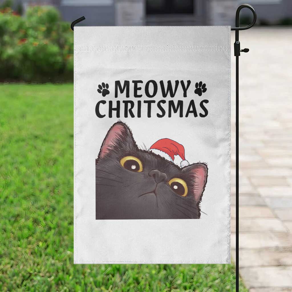 Funny Black Cat Christmas Garden Flag Cute Kitty Xmas - Wonder Print Shop