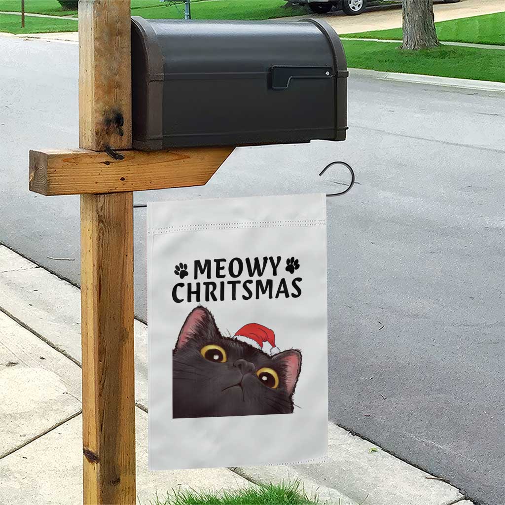 Funny Black Cat Christmas Garden Flag Cute Kitty Xmas - Wonder Print Shop