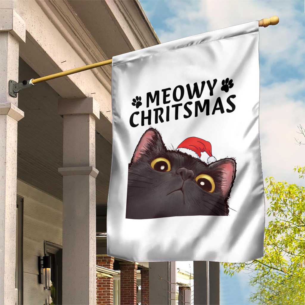 Funny Black Cat Christmas Garden Flag Cute Kitty Xmas - Wonder Print Shop