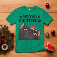 Funny Black Cat Christmas T Shirt Cute Kitty Xmas - Wonder Print Shop