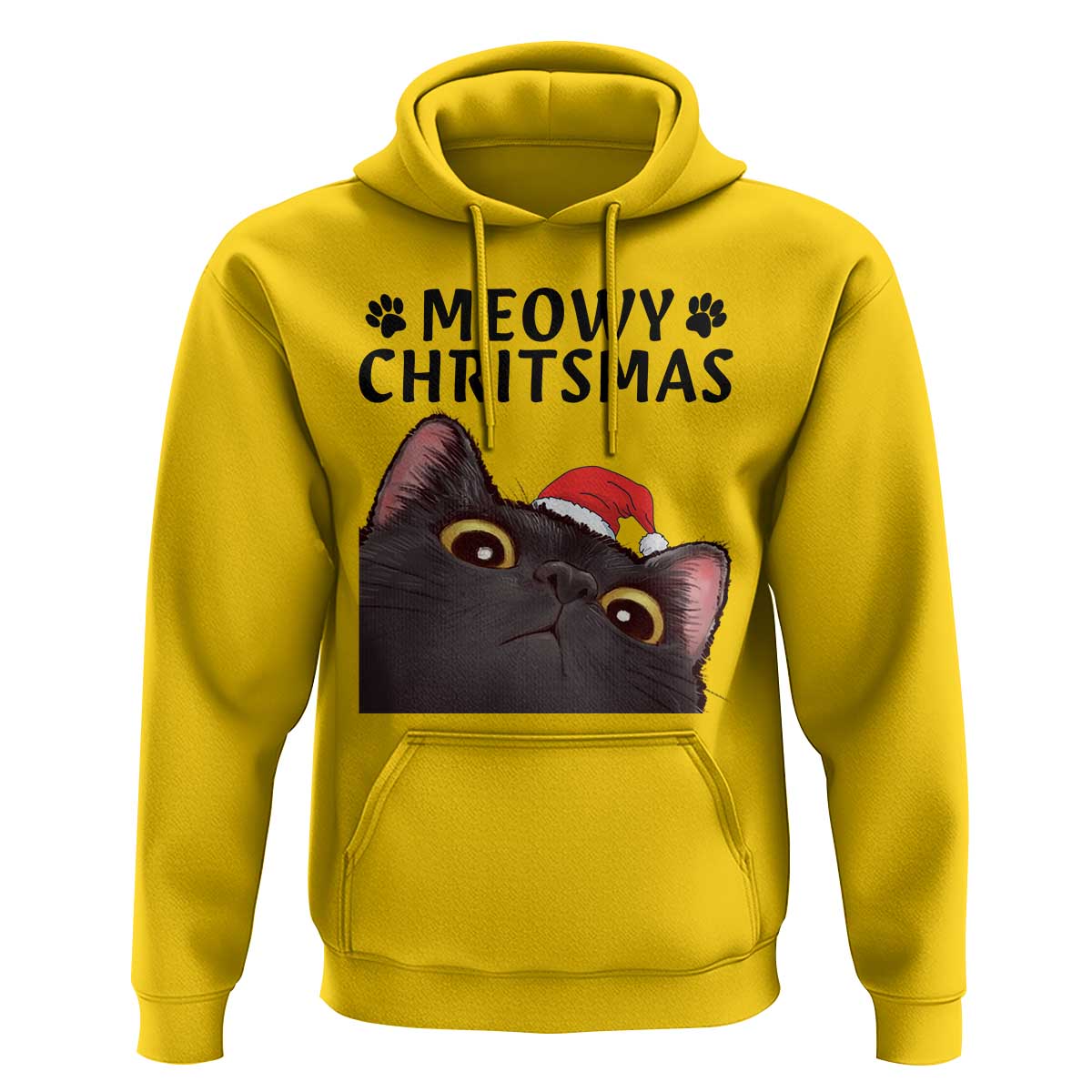 Funny Black Cat Christmas Hoodie Cute Kitty Xmas - Wonder Print Shop