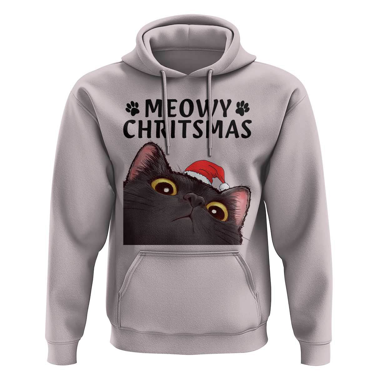 Funny Black Cat Christmas Hoodie Cute Kitty Xmas - Wonder Print Shop