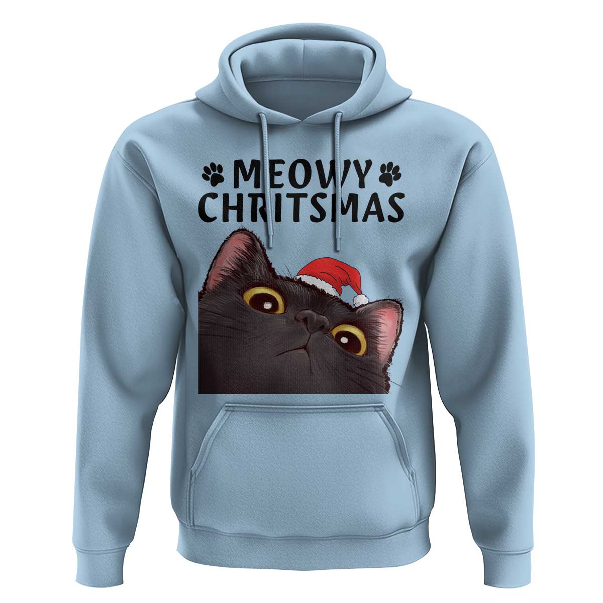 Funny Black Cat Christmas Hoodie Cute Kitty Xmas - Wonder Print Shop