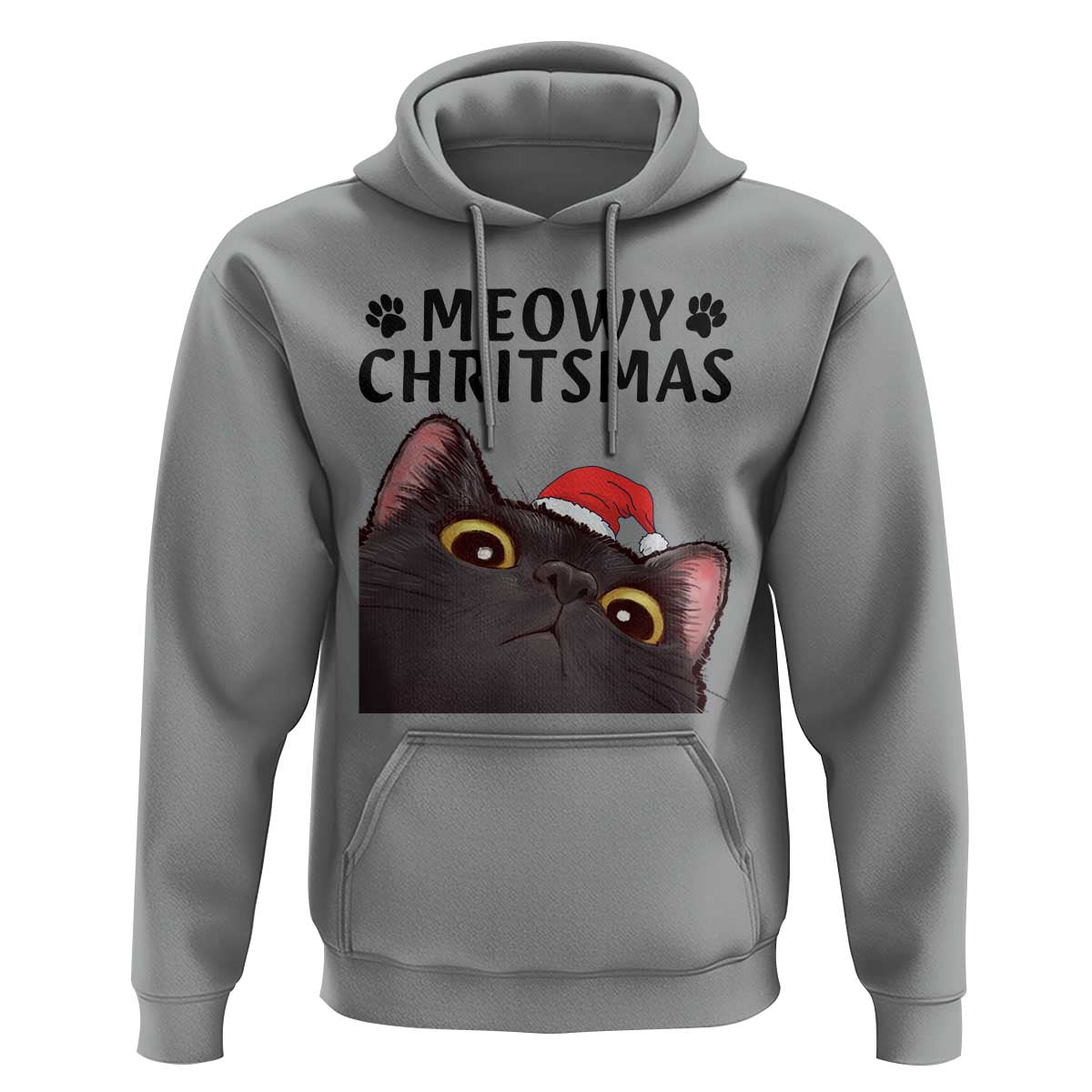 Funny Black Cat Christmas Hoodie Cute Kitty Xmas - Wonder Print Shop
