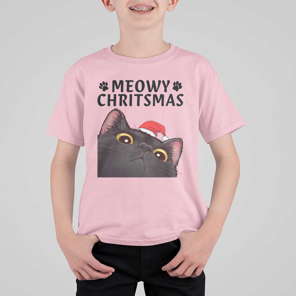 Funny Black Cat Christmas T Shirt For Kid Cute Kitty Xmas - Wonder Print Shop