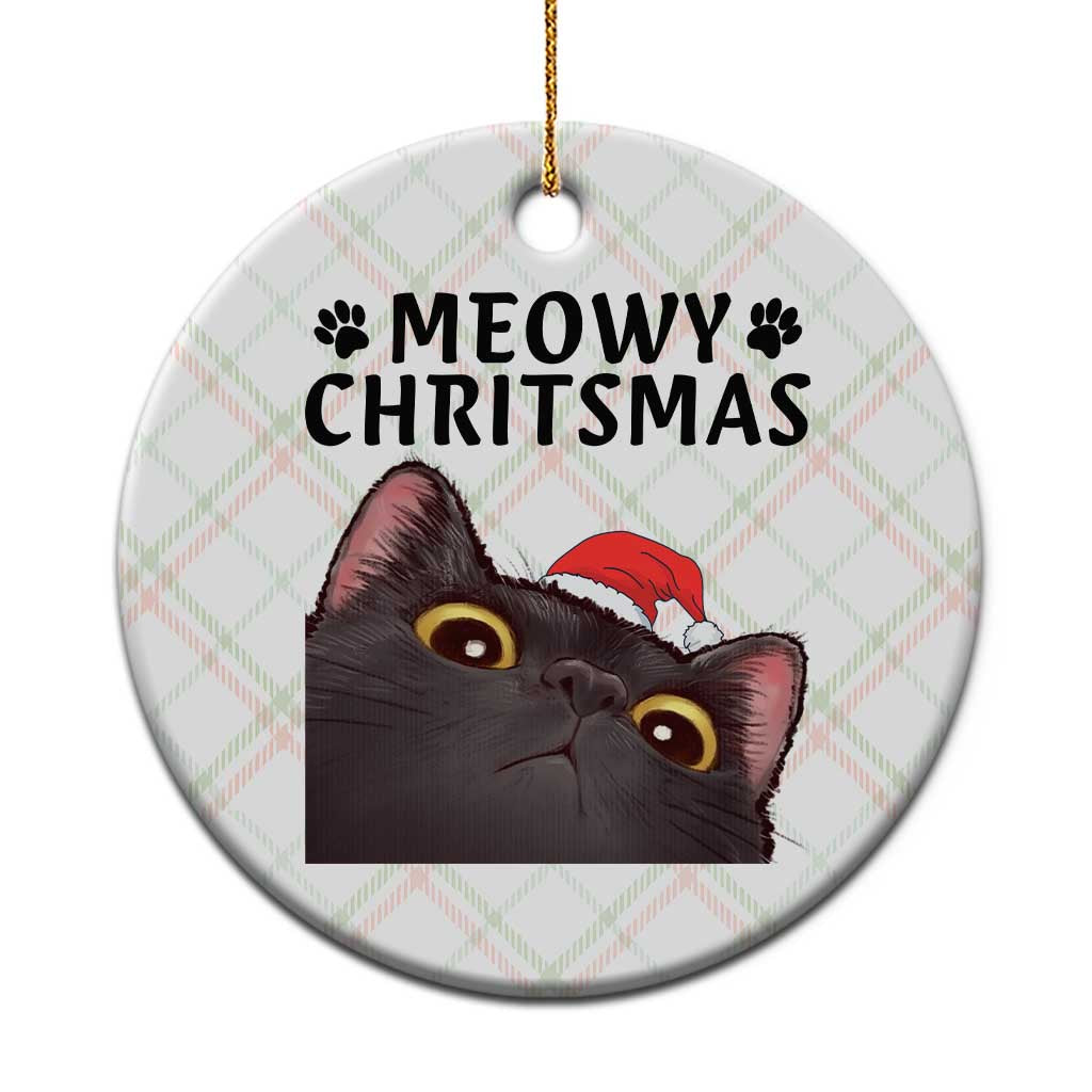 Funny Black Cat Christmas Ceramic Ornament Cute Kitty Xmas - Wonder Print Shop