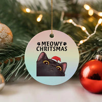 Funny Black Cat Christmas Ceramic Ornament Cute Kitty Xmas - Wonder Print Shop