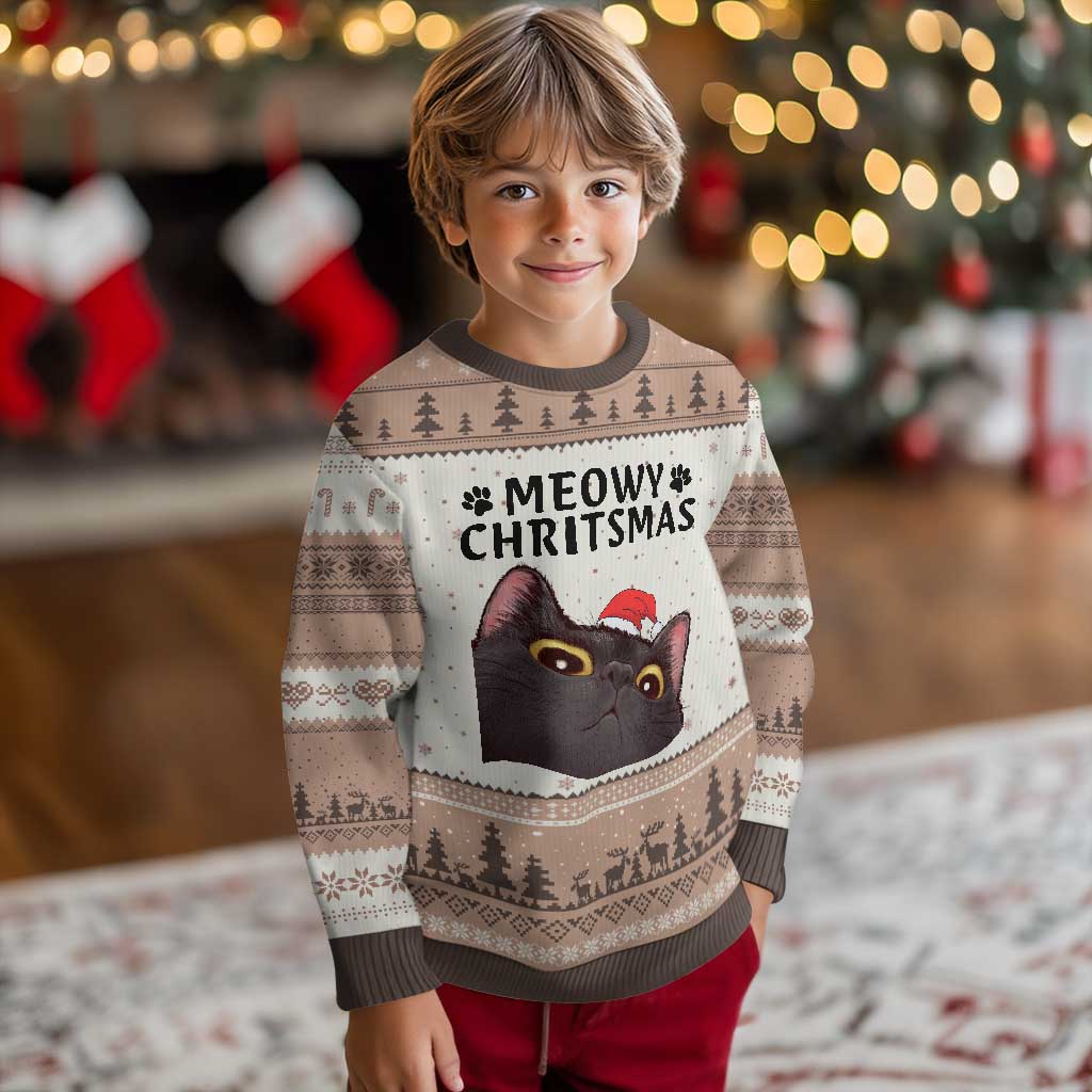 Funny Black Cat Xmas Ugly Christmas Sweater Cute Kitty Xmas - Wonder Print Shop