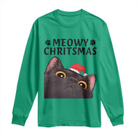 Funny Black Cat Christmas Long Sleeve Shirt Cute Kitty Xmas - Wonder Print Shop