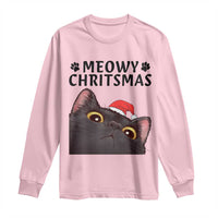 Funny Black Cat Christmas Long Sleeve Shirt Cute Kitty Xmas - Wonder Print Shop