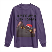Funny Black Cat Christmas Long Sleeve Shirt Cute Kitty Xmas - Wonder Print Shop