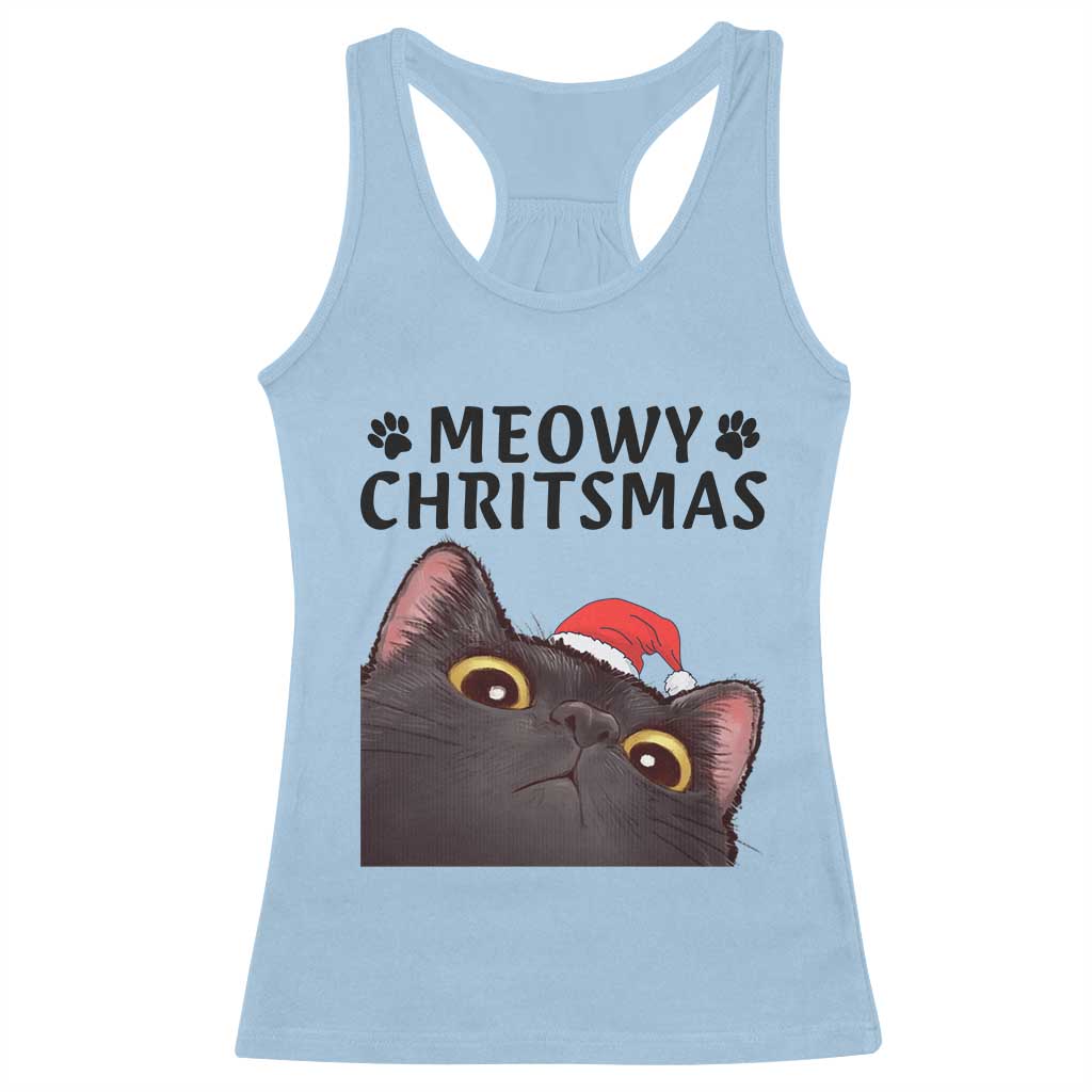Funny Black Cat Christmas Racerback Tank Top Cute Kitty Xmas - Wonder Print Shop