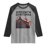 Funny Black Cat Christmas Raglan Shirt Cute Kitty Xmas - Wonder Print Shop