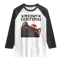 Funny Black Cat Christmas Raglan Shirt Cute Kitty Xmas - Wonder Print Shop