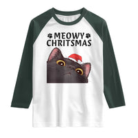 Funny Black Cat Christmas Raglan Shirt Cute Kitty Xmas - Wonder Print Shop