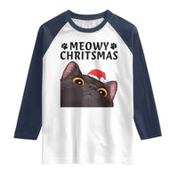 Funny Black Cat Christmas Raglan Shirt Cute Kitty Xmas - Wonder Print Shop
