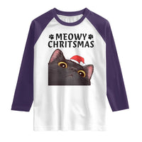 Funny Black Cat Christmas Raglan Shirt Cute Kitty Xmas - Wonder Print Shop