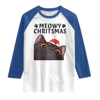 Funny Black Cat Christmas Raglan Shirt Cute Kitty Xmas - Wonder Print Shop