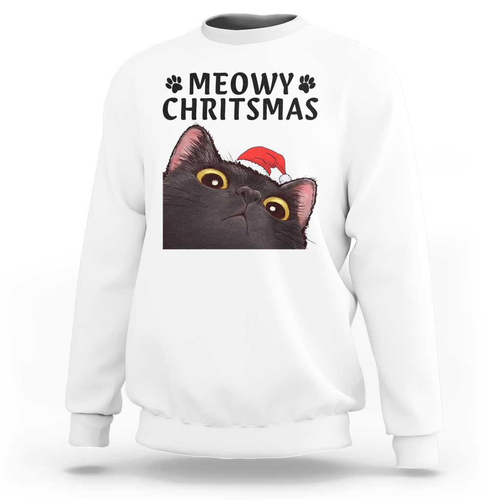 Funny Black Cat Christmas Sweatshirt Cute Kitty Xmas - Wonder Print Shop