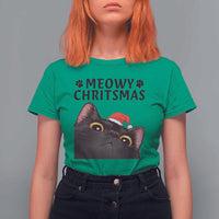 Funny Black Cat Christmas T Shirt For Women Cute Kitty Xmas - Wonder Print Shop
