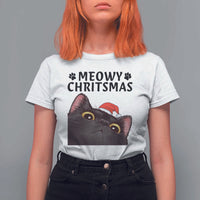 Funny Black Cat Christmas T Shirt For Women Cute Kitty Xmas - Wonder Print Shop