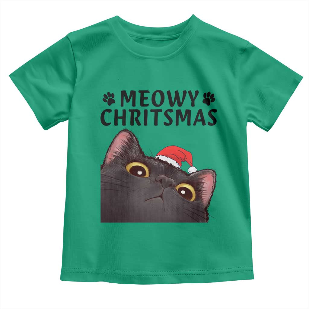 Funny Black Cat Christmas Toddler T Shirt Cute Kitty Xmas - Wonder Print Shop