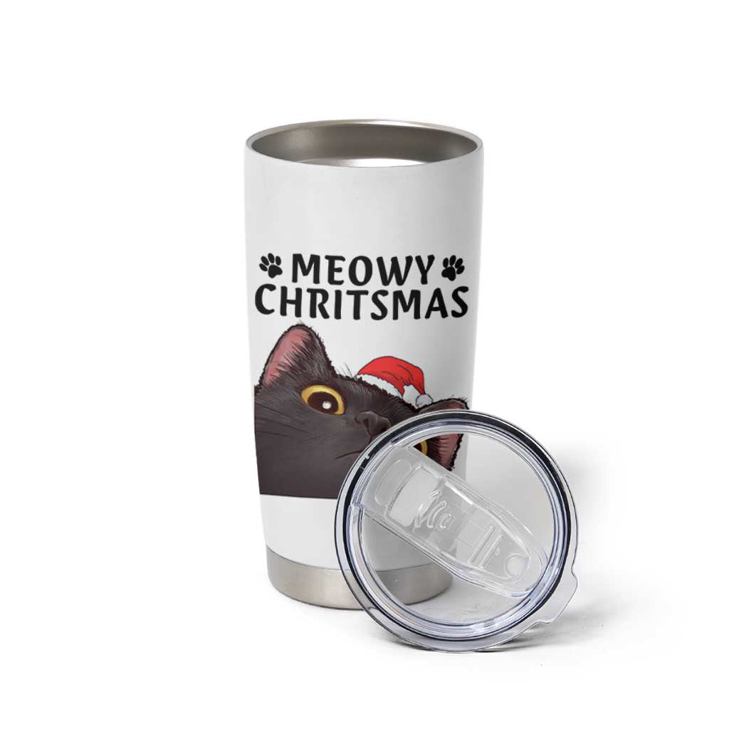 Funny Black Cat Christmas Tumbler Cup Cute Kitty Xmas - Wonder Print Shop