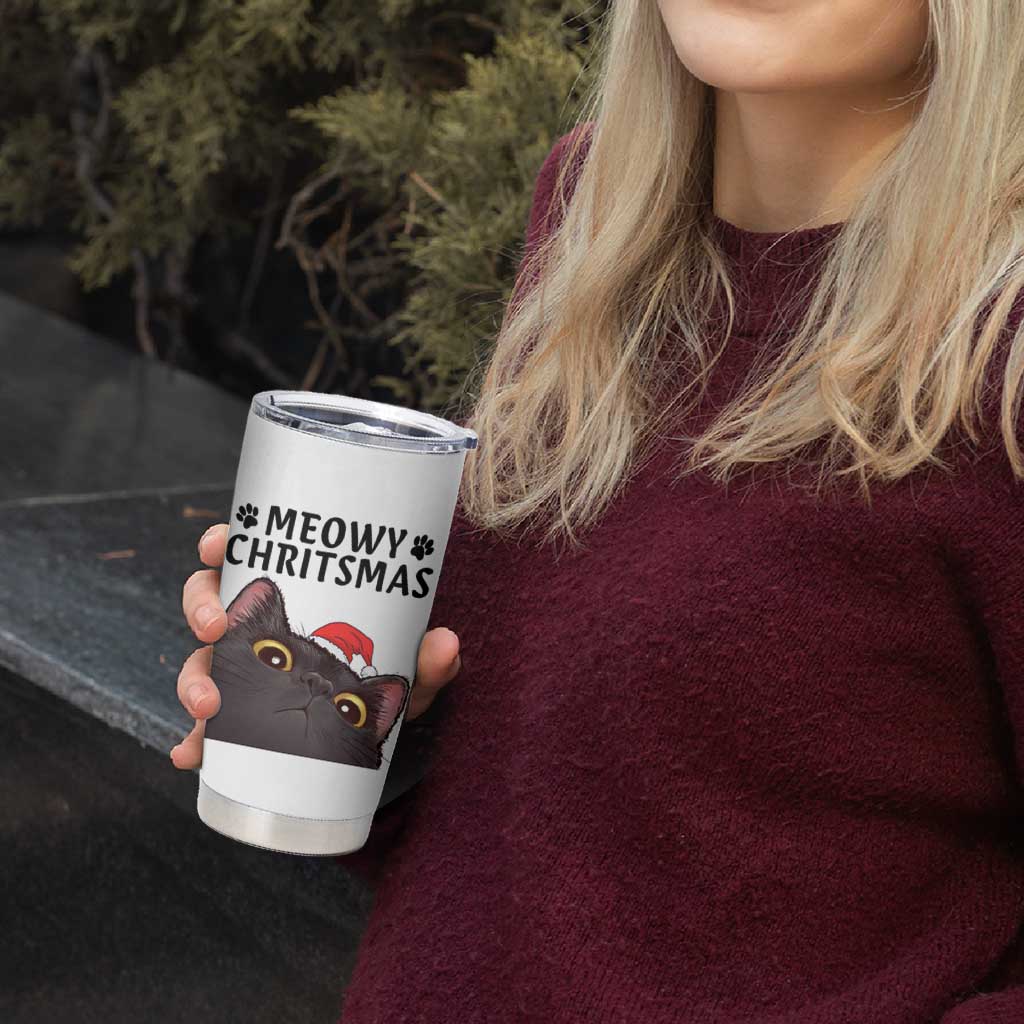 Funny Black Cat Christmas Tumbler Cup Cute Kitty Xmas - Wonder Print Shop