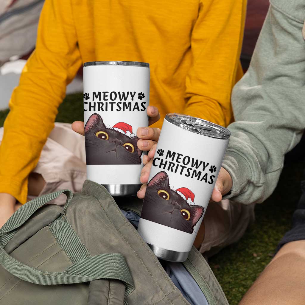 Funny Black Cat Christmas Tumbler Cup Cute Kitty Xmas - Wonder Print Shop