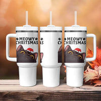 Funny Black Cat Christmas Tumbler With Handle Cute Kitty Xmas - Wonder Print Shop