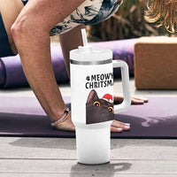 Funny Black Cat Christmas Tumbler With Handle Cute Kitty Xmas - Wonder Print Shop