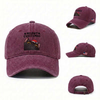 Funny Black Cat Christmas Washed Cotton Baseball Cap Cute Kitty Xmas
