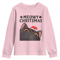 Funny Black Cat Christmas Youth Sweatshirt Cute Kitty Xmas - Wonder Print Shop