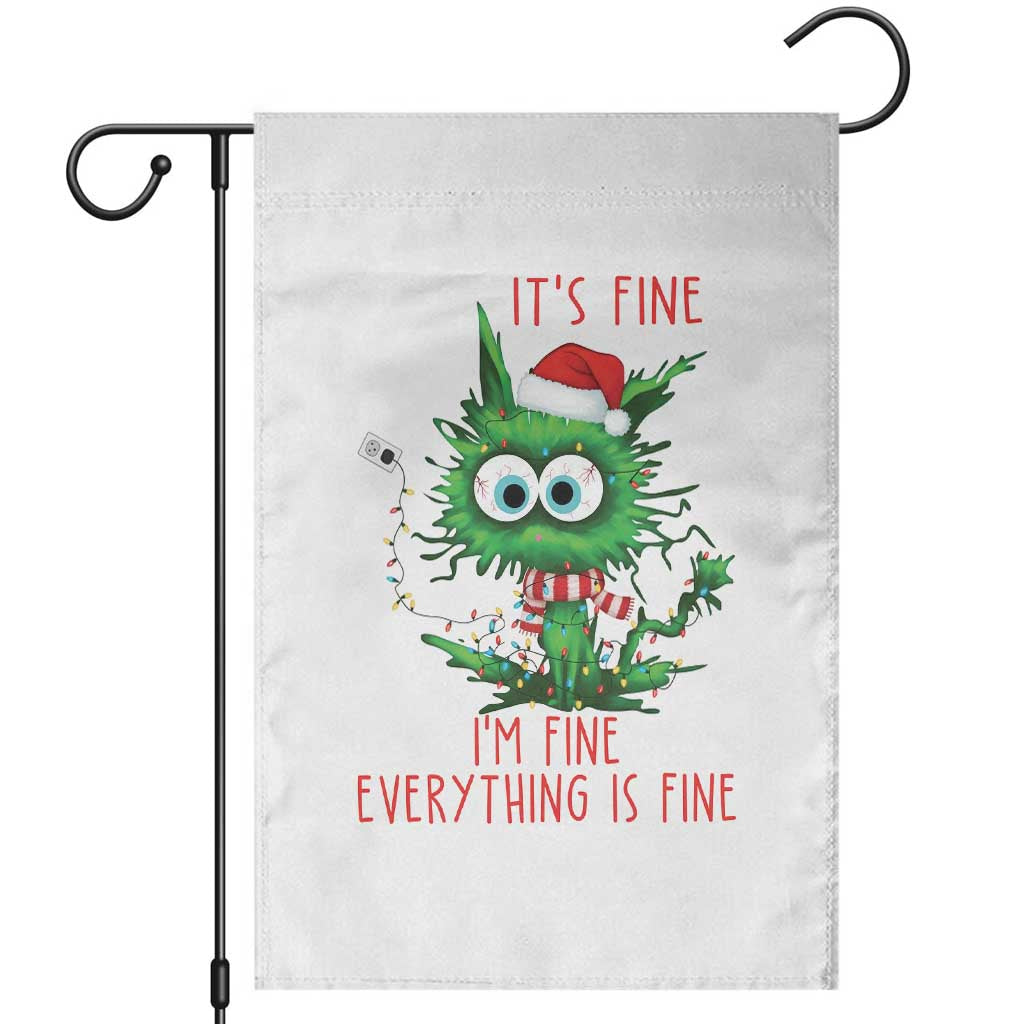 Funny Cat Green Christmas Garden Flag It Is Fine I Am Fine Everything Is Fine - Wonder Print Shop