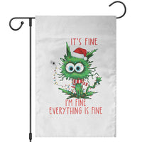 Funny Cat Green Christmas Garden Flag It Is Fine I Am Fine Everything Is Fine - Wonder Print Shop