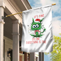 Funny Cat Green Christmas Garden Flag It Is Fine I Am Fine Everything Is Fine - Wonder Print Shop