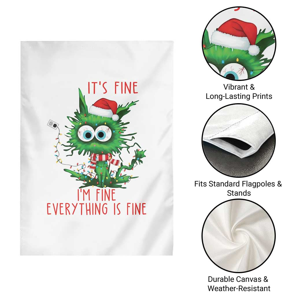 Funny Cat Green Christmas Garden Flag It Is Fine I Am Fine Everything Is Fine - Wonder Print Shop