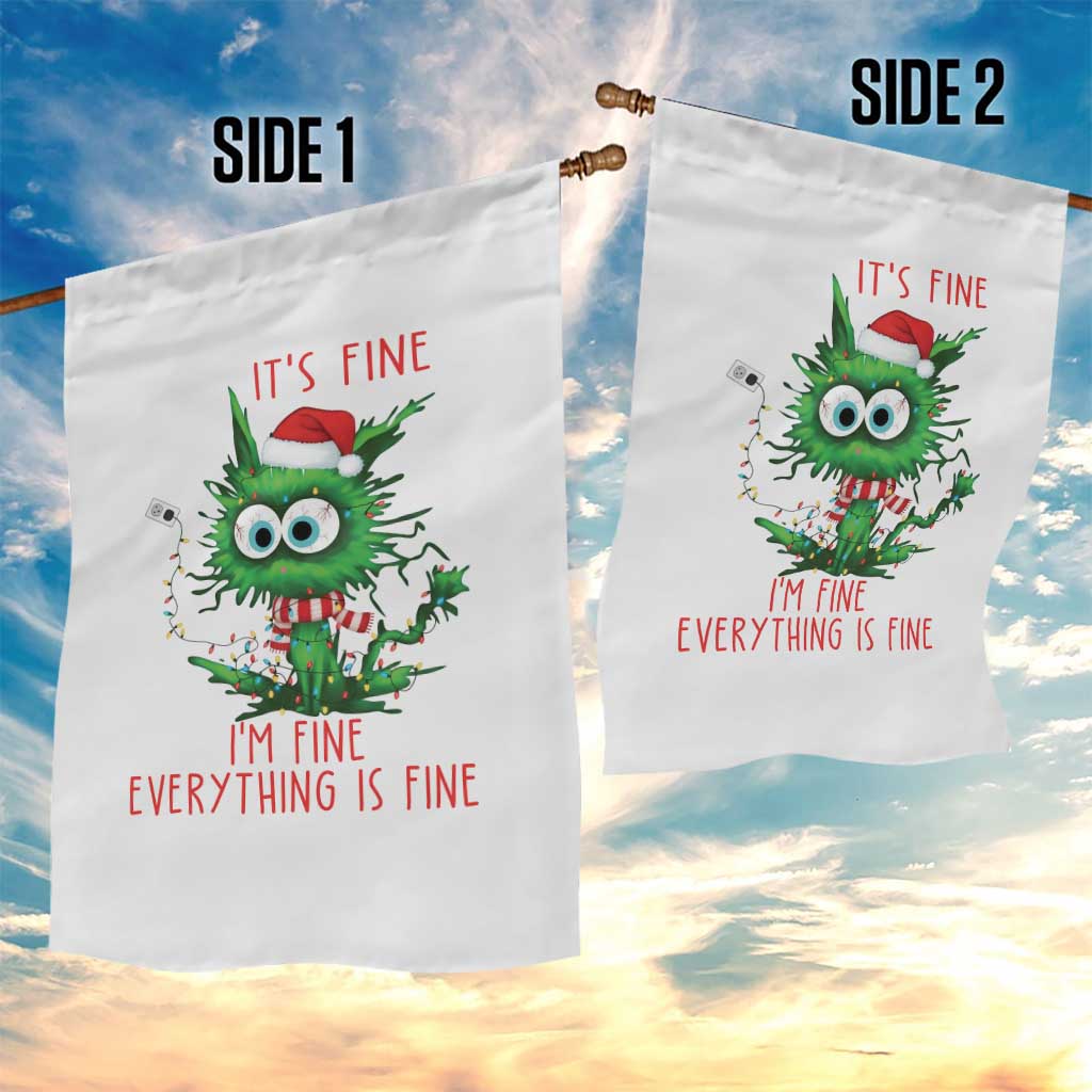 Funny Cat Green Christmas Garden Flag It Is Fine I Am Fine Everything Is Fine - Wonder Print Shop
