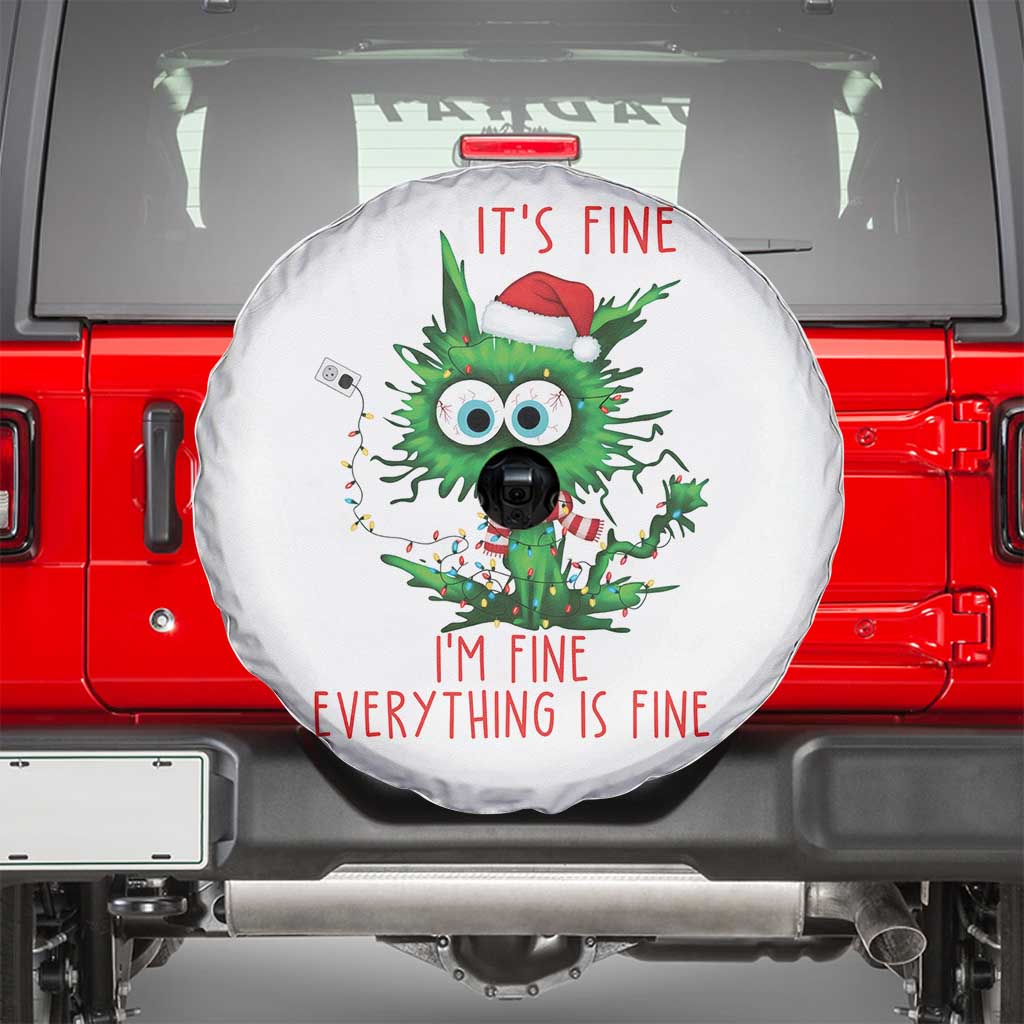 Funny Cat Green Christmas Spare Tire Cover It Is Fine I Am Fine Everything Is Fine - Wonder Print Shop