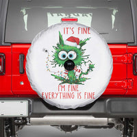 Funny Cat Green Christmas Spare Tire Cover It Is Fine I Am Fine Everything Is Fine - Wonder Print Shop