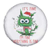 Funny Cat Green Christmas Spare Tire Cover It Is Fine I Am Fine Everything Is Fine - Wonder Print Shop